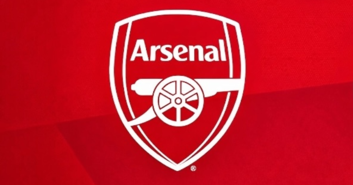 Arsenal FC crest on a red background.